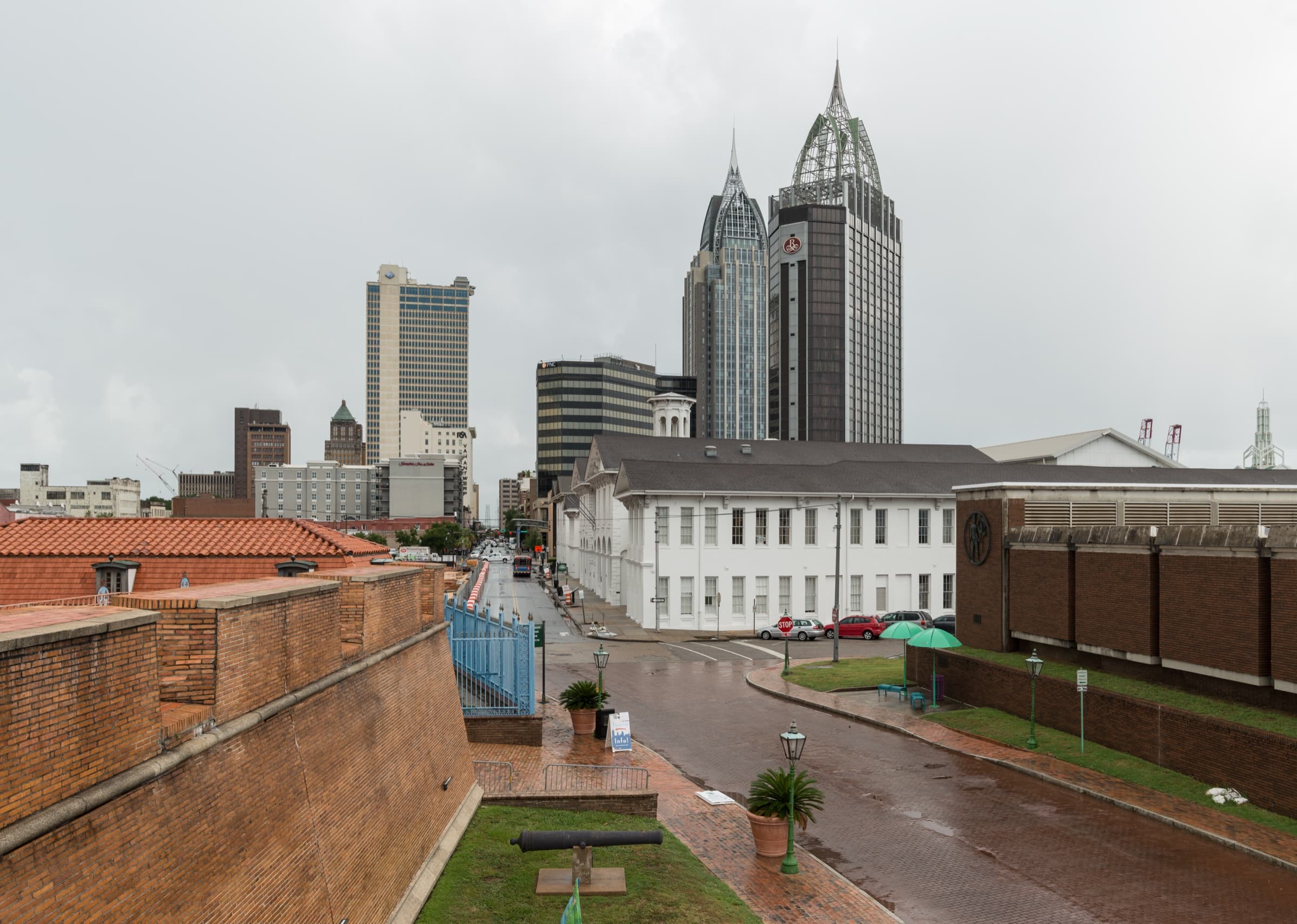Downtown Mobile waterfront — the urban core of our two-county service area.
